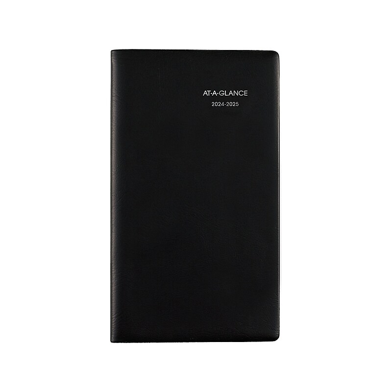 2024-2025 AT-A-GLANCE DayMinder 3.5" x 6" Academic Monthly Planner, Faux Leather Cover, Black (AY53-00-25) image 1