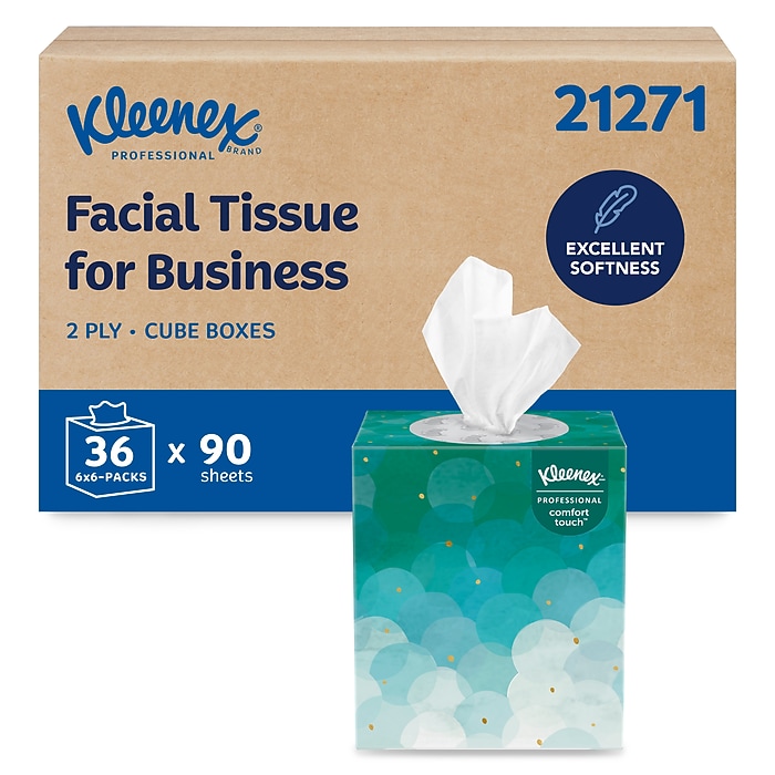 Kleenex Professional Cube Facial Tissue, 2-ply, White, 90 Sheets