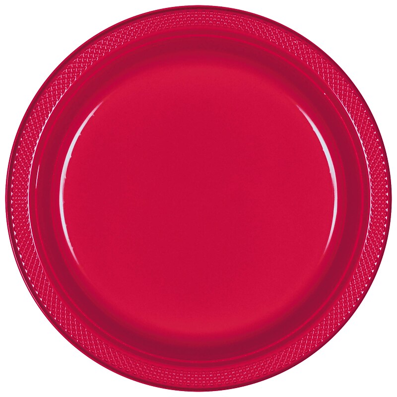 Party City 7" Plastic Plates, Red, 20/Pack (AM431755-40-ST) image 1