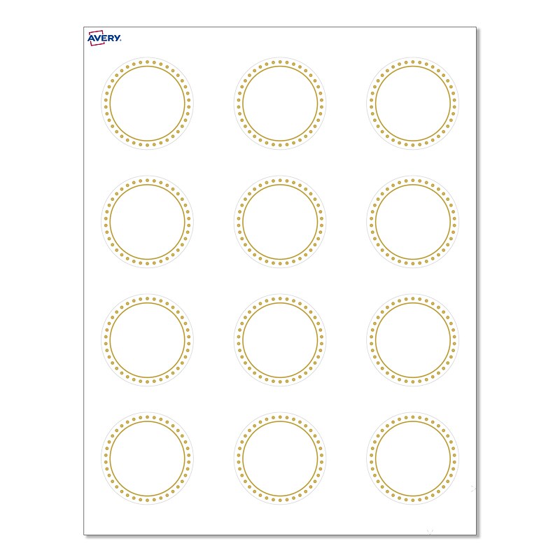 Avery Gold Border w/ Gold Dots Matte Blank Card, White, 120/Pack (S00-D1E) image 1