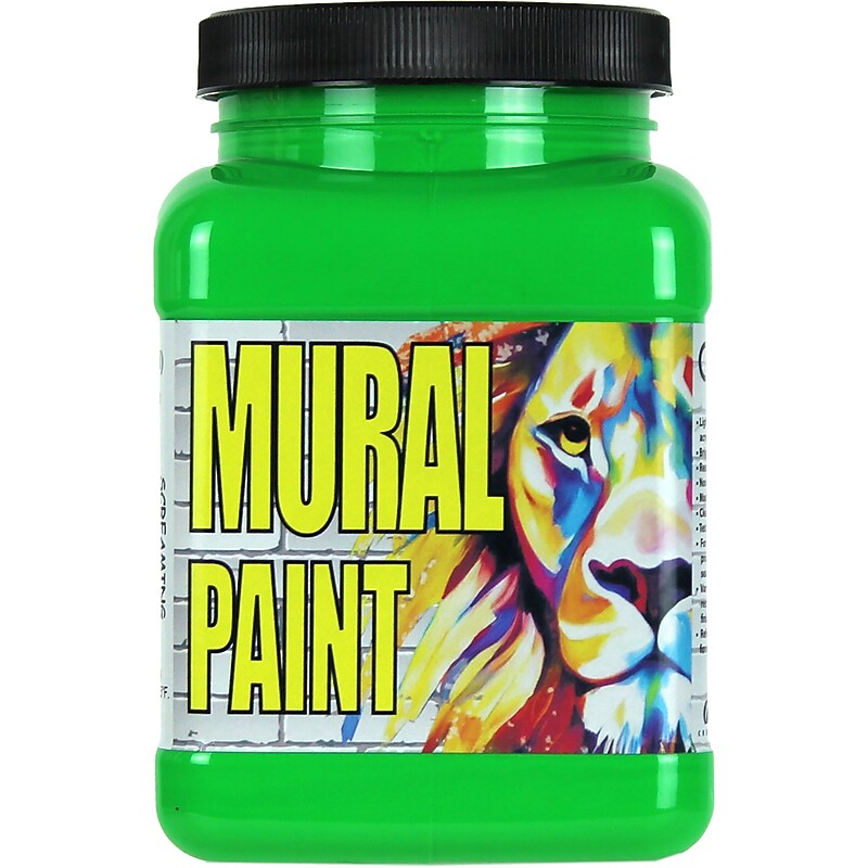 Chroma Mural Neon Acrylic Paint Jar, Screaming Green, 16 oz. (CRM2512) image 1