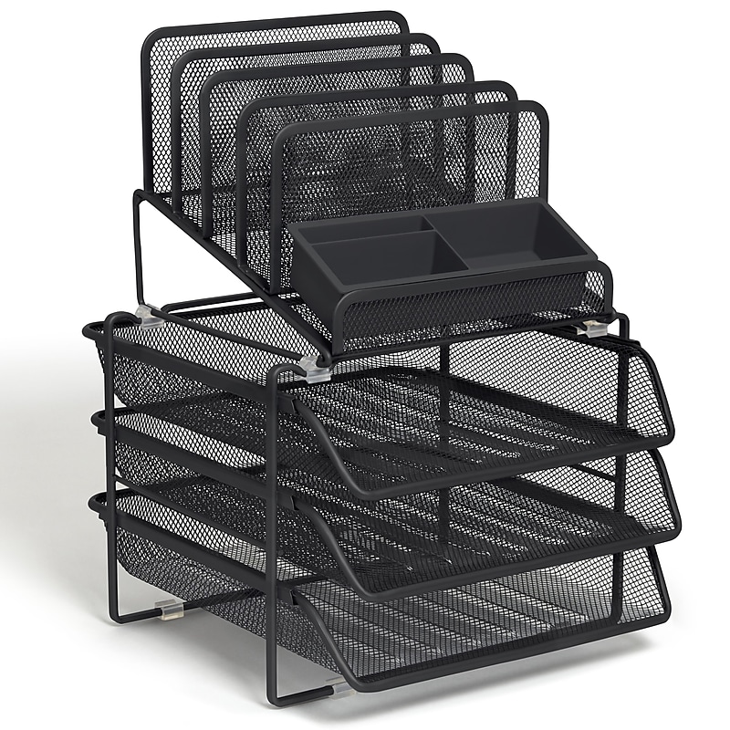 TRU RED™ All-In-One 10-Compartment Wire Mesh Compartment Storage, Matte Black (TR57530) image 1