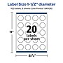 Avery Laser/Inkjet  Round Multipurpose Labels, 1.5" Dia., White, 100 Labels/Pack (94506)~#|#~EE94F18B-099C-47E0-B279C07CA42A70EA_sc7