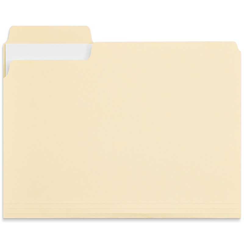 Staples Heavy Duty File Folder, 1/3-Cut Tab, Letter Size, Manila, 50/Box (ST62566) image 1