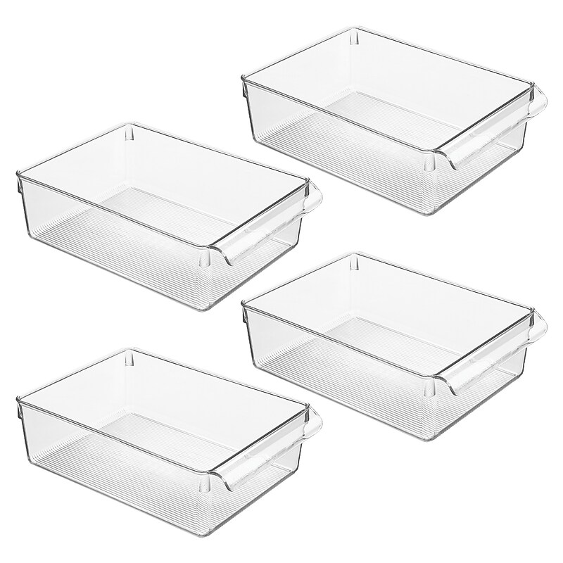 iDESIGN Medium Plastic Storage Bin, Clear, 4/Pack (28418M4) image 1