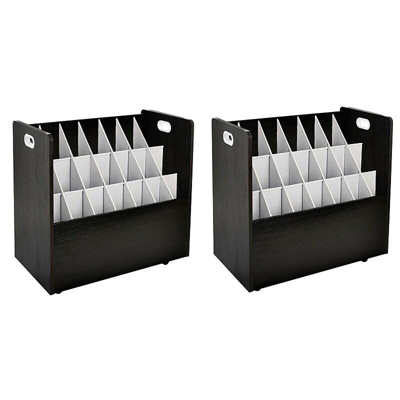 AdirOffice 21-Slot Mobile Roll File, 28.5"H x 30"W x 15.75"D, Black (625-BLK-2PK) image 1