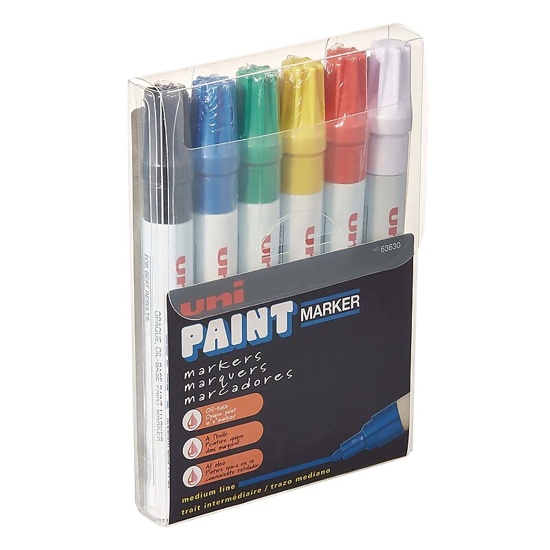 uni PAINT PX-20 Oil-Based Marker, Medium Tip, Assorted Colors, 6/Set (63630) image 1
