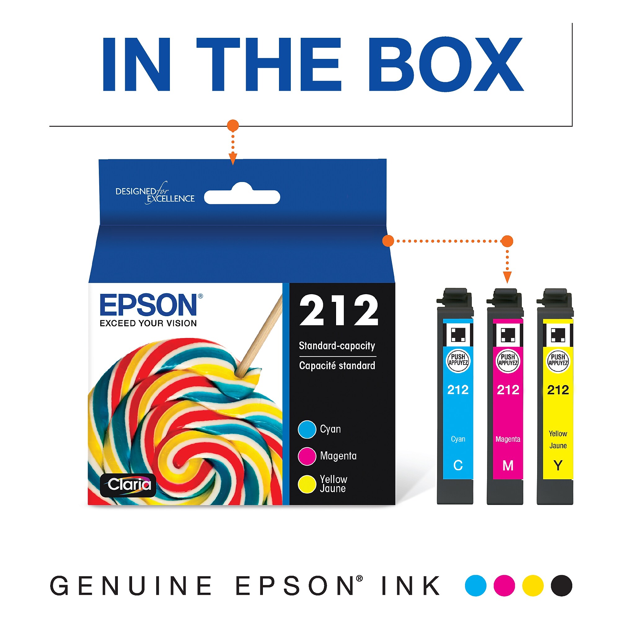 Epson T212 Cyan/Magenta/Yellow Standard Yield Ink Cartridge, 3/Pack (T212520-S) Sansujyuku sansujyuku.com