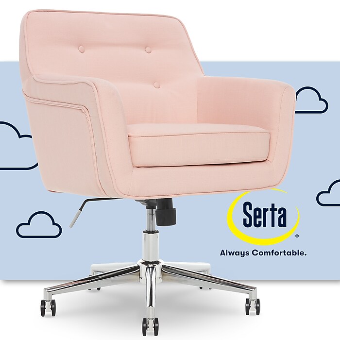 Serta Style Ashland Fabric Swivel Computer and Desk Chair, Blush