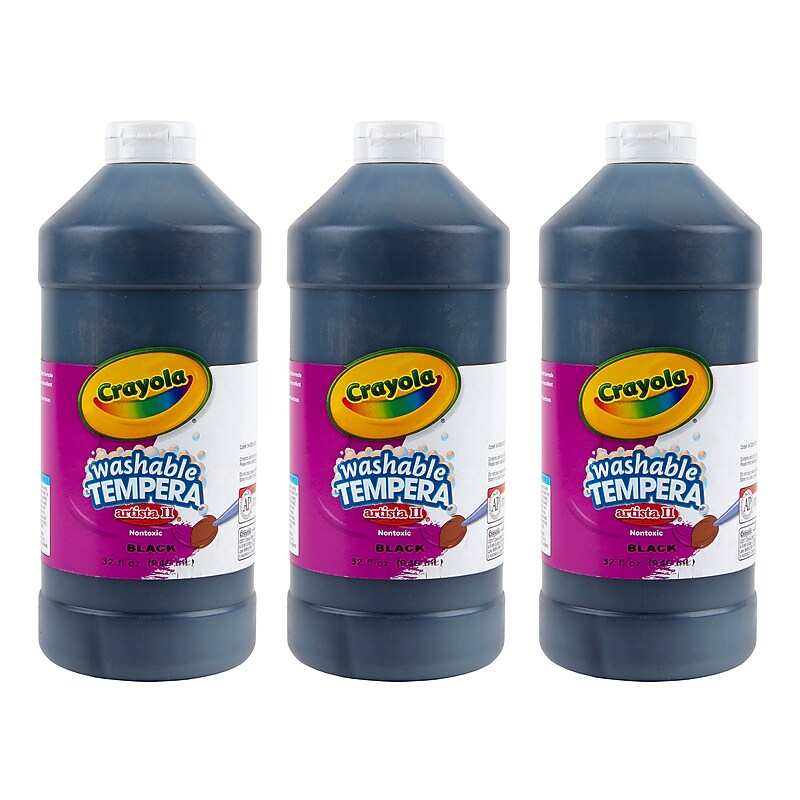 Crayola Artista II Washable Tempera Paint, Black, 32 oz., 3/Bundle (BIN543132051-3) image 1