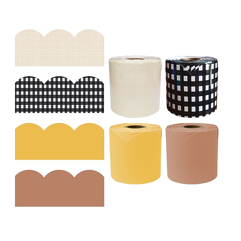 Carson Dellosa Education Rolled Scalloped Borders, 3" x 65', Honey Bee Fall (145431) image 1