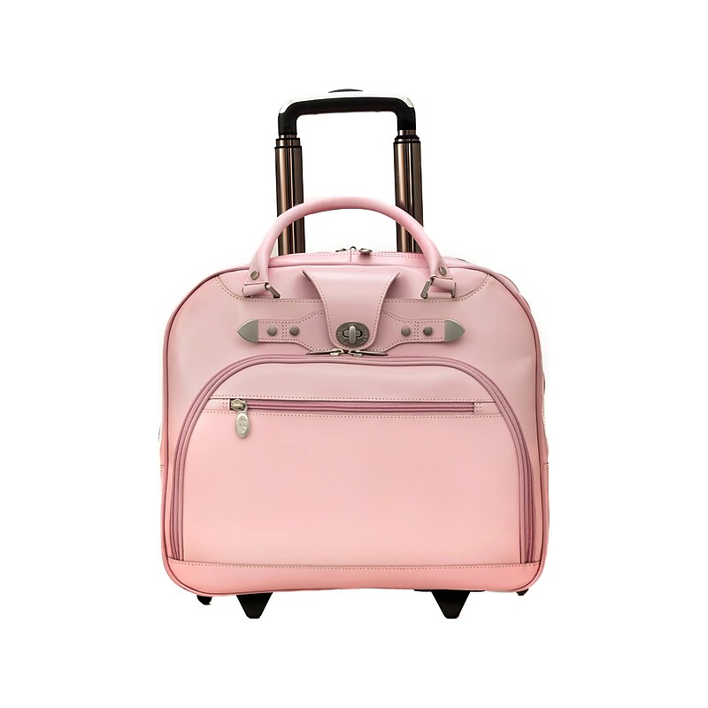 McKlein REDWOOD 15" Leather Rolling Laptop Bag, Pink (99699) image 1