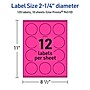 Avery Laser/Inkjet Round Multipurpose Labels, 2.25" Dia., Neon Magenta, 120/Pack (94510)~#|#~EEDA699E-D6E5-4E78-9A8F274B4AE62697_sc7