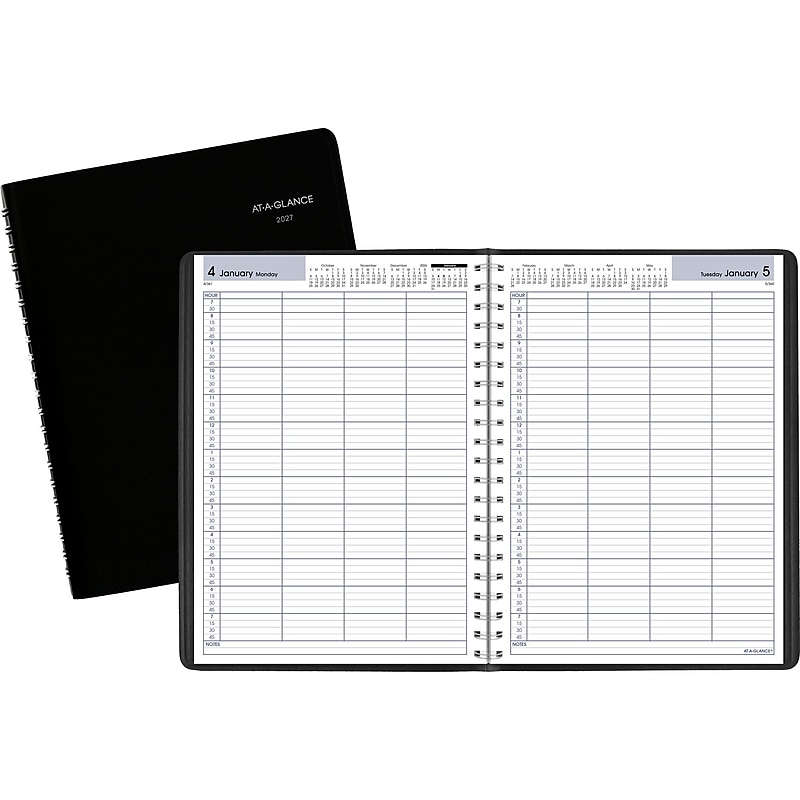 2027 AT-A-GLANCE DayMinder 8" x 11" 4-Person Daily Appointment Book, Faux Leather Cover, Black (G560-00-27) image 1