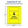 Avery Laser/Inkjet Multipurpose Rectangle Labels, 2" x 6", Neon Yellow, 80/Pack (94242)~#|#~EEDC84AC-3FC4-43DD-AD2D846A4049C7B5_sc7
