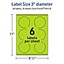 Avery Laser/Inkjet Multipurpose Circle Labels, 3" Dia., Bright Green, 60/Pack (94513)~#|#~EEFAFD76-75E7-4C4D-B1F59835393FD28A_sc7