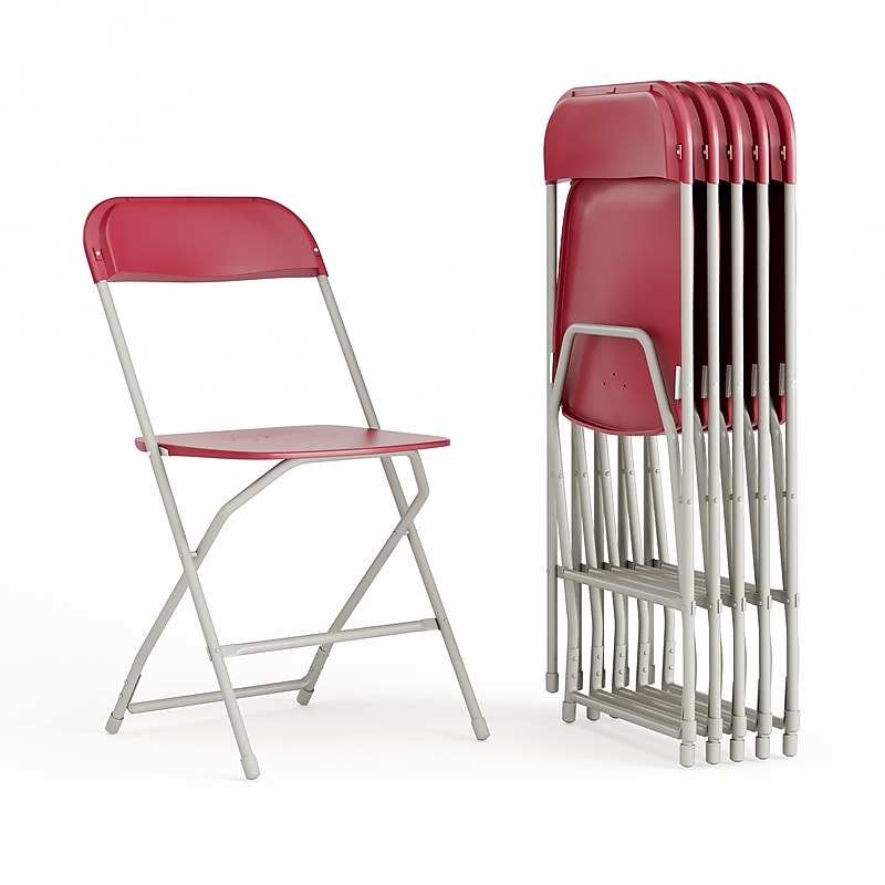 Flash Furniture HERCULES Plastic Folding Chair, Red, 6/Pack (6LEL3RED) image 1