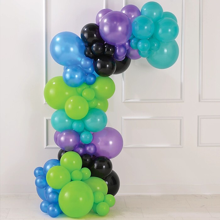 Party City Latex Balloon Garland Kit, Cyber Brights, 90/Pack