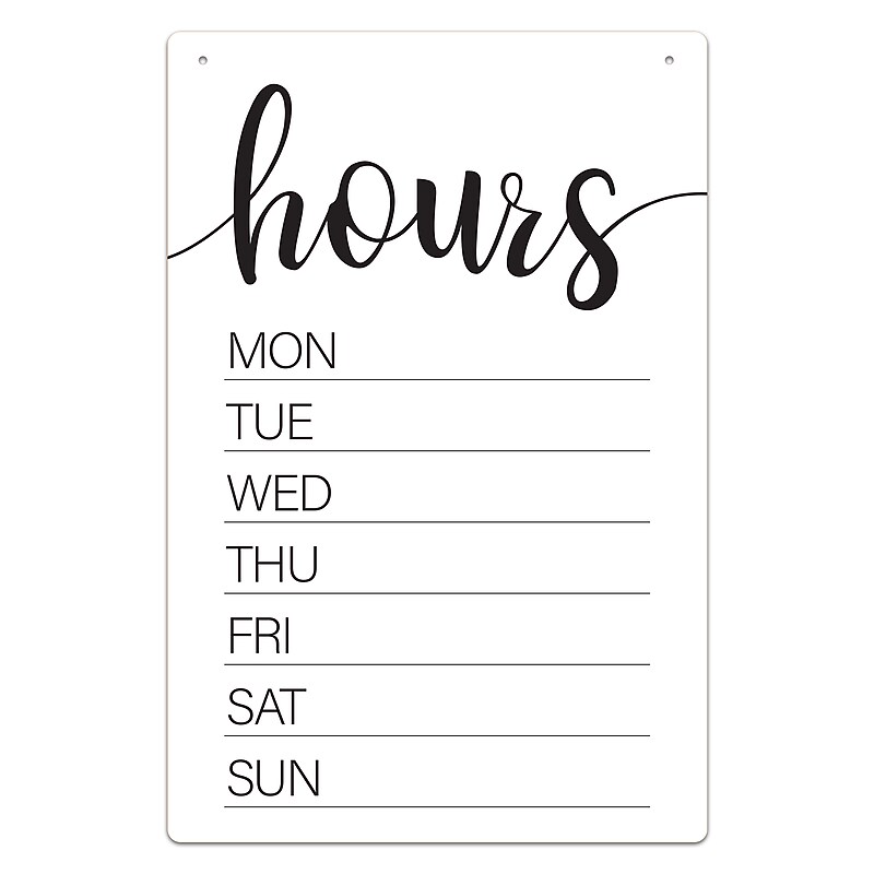 Cosco Dry Erase Business Hours Indoor Spa Style Sign, 8" x 12", White/Black (098644) image 1