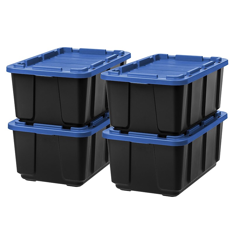 Iris 108 Quart Storage Container with Latching Lid, Plastic, Black, 4/Pack (500411) image 1