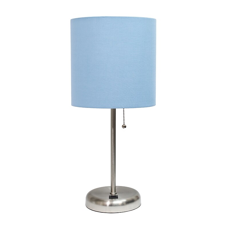 Creekwood Home Oslo 19.50" LED Table Lamp with USB Port, Brushed Steel/Blue (CWT-2012-BL) image 1