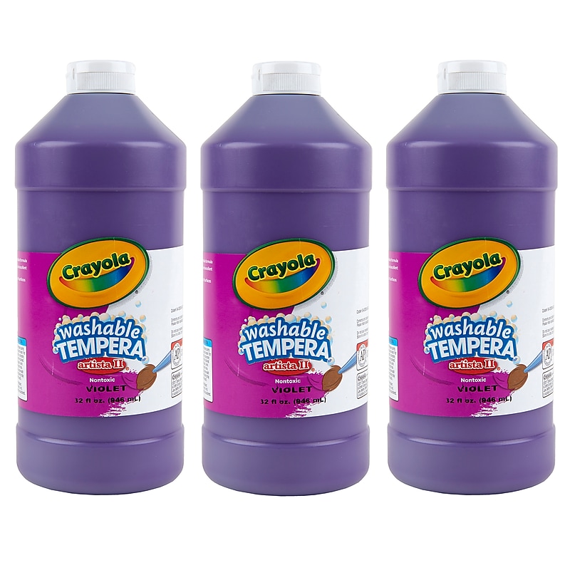 Crayola Artista II Washable Tempera Paint, Violet, 32 oz., 3/Bundle (BIN543132040-3) image 1