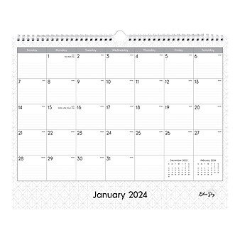 2024 Blue Sky Enterprise 15" x 12" Monthly Wall Calendar, White/Gray (111292-24)