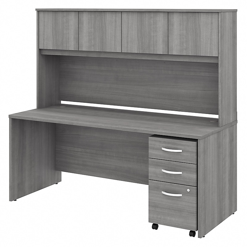 Bush Business Furniture Studio C 72"W Office Desk with Hutch and Mobile File Cabinet, Platinum Gray (STC011PGSU) image 1