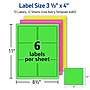 Avery Sure Feed Laser/Inkjet ID Labels, 3-1/3" x 4", Assorted Neon, 72 Labels/Pack (6482)~#|#~EF3CB684-A2B5-494E-AE277FB082620EB8_sc7