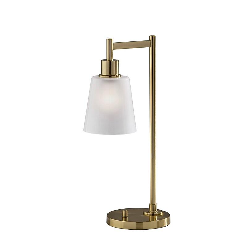 Adesso Gio Incandescent Desk Lamp, 22"H, Antique Brass/White (3302-21) image 1