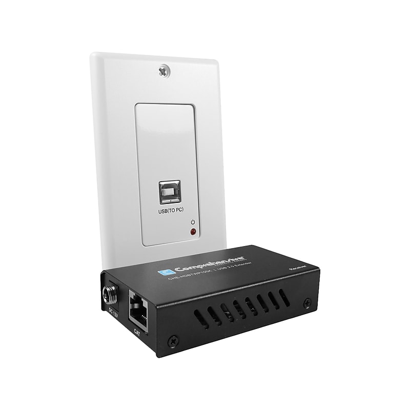 Comprehensive Pro AV/IT Integrator Series CHE-HDBTWP105K USB 2.0 High Speed Single Gang Wall Plate Extender Kit, Black/White image 1