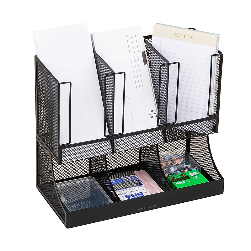 Mind Reader 6-Compartment Metal Multipurpose Countertop Organizer, Black (UPMESH-BLK) image 1