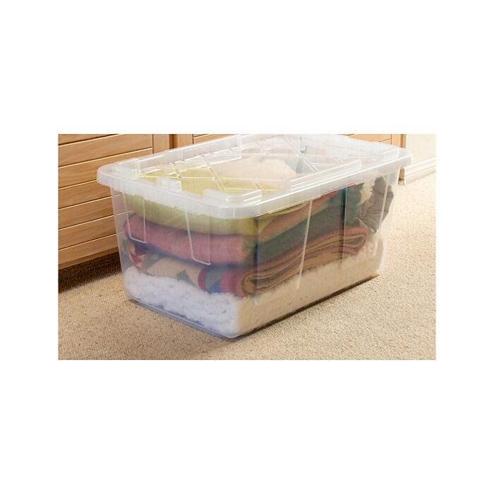 Greenmade 108 Quart Storage Bin with Snap Lid, Plastic, Clear, 2