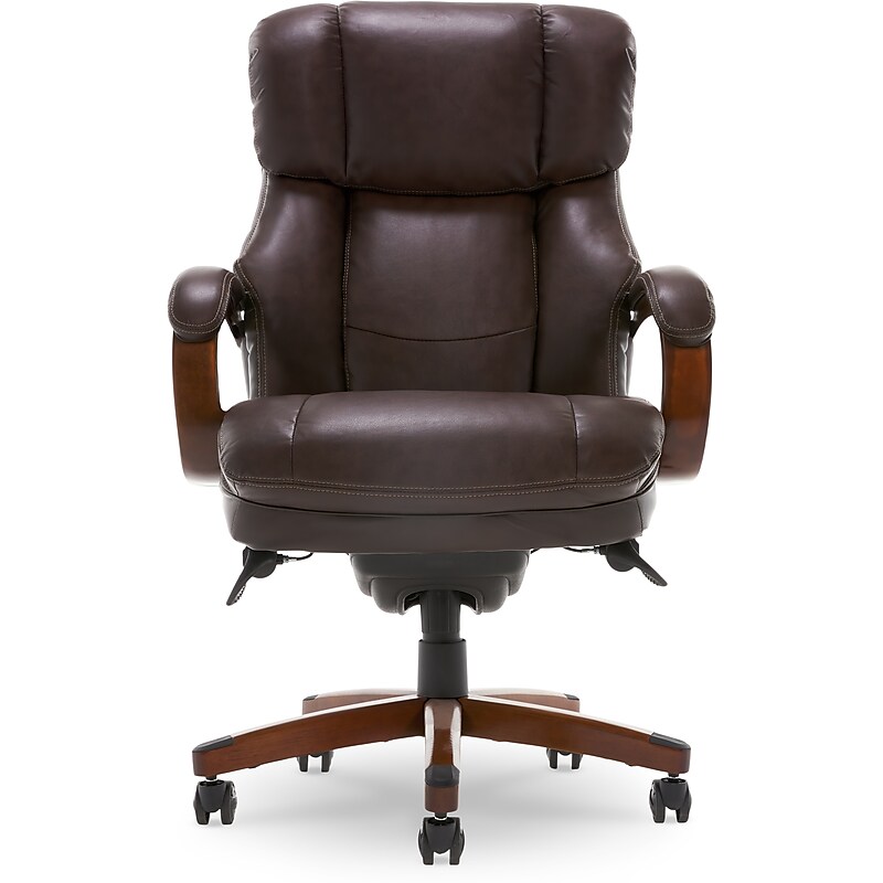 La-Z-Boy Fairmont Ergonomic Faux Leather Executive Big & Tall Chair, 400 lb. Capacity, Biscuit Brown (44940OSS) image 1