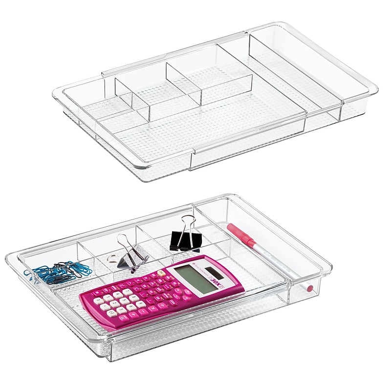 interDesign Clarity 7-Compartment Plastic Accessory Tray, Clear, 2 Piece (95608N) image 1