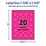 Avery Square Scalloped Laser/Inkjet Multipurpose Labels, 1-5/8" x 1-5/8", Neon Magenta (1600/Box)~#|#~EF5A866B-3897-4A48-80B30A7EE2DBE80C_sc7