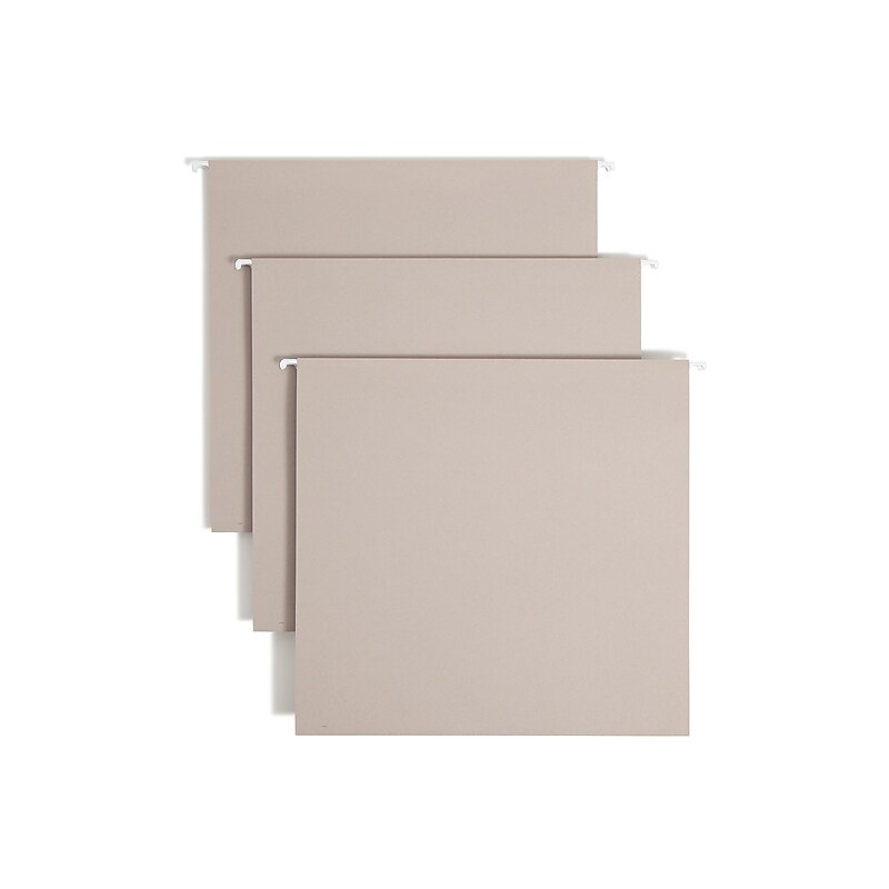 Smead Heavy Duty TUFF Box Bottom Hanging File Folder, 4" Expansion, 1-Tab, Letter Size, Steel Gray, 18/Box (64242) image 1