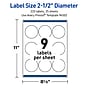 Avery Round Laser Multipurpose Labels, 2.5" Dia., White, 225/Pack (19479399409)~#|#~EF5F41A2-35AC-4E72-AD63093C1189EF91_sc7