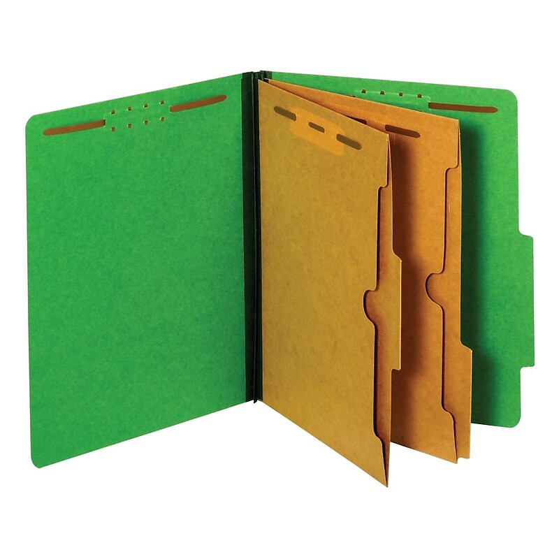 Pendaflex Pressboard Classification Folder, 2-Dividers, 2 1/2" Expansion, Letter Size, Dark Green, 10/Box (24083P) image 1