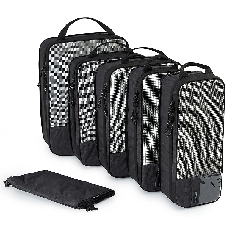 BAGSMART 10.5" 6-Piece Polyester Packing Cube, Water Resistant, Black, 6/Set (BM0104003AN001) image 1