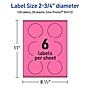 Avery Laser/Inkjet Round Multipurpose Labels, 2.75" Dia., Bright Pink, 120/Pack (94512)~#|#~EF78A2AF-16C1-4F08-A407158ADCD9663D_sc7