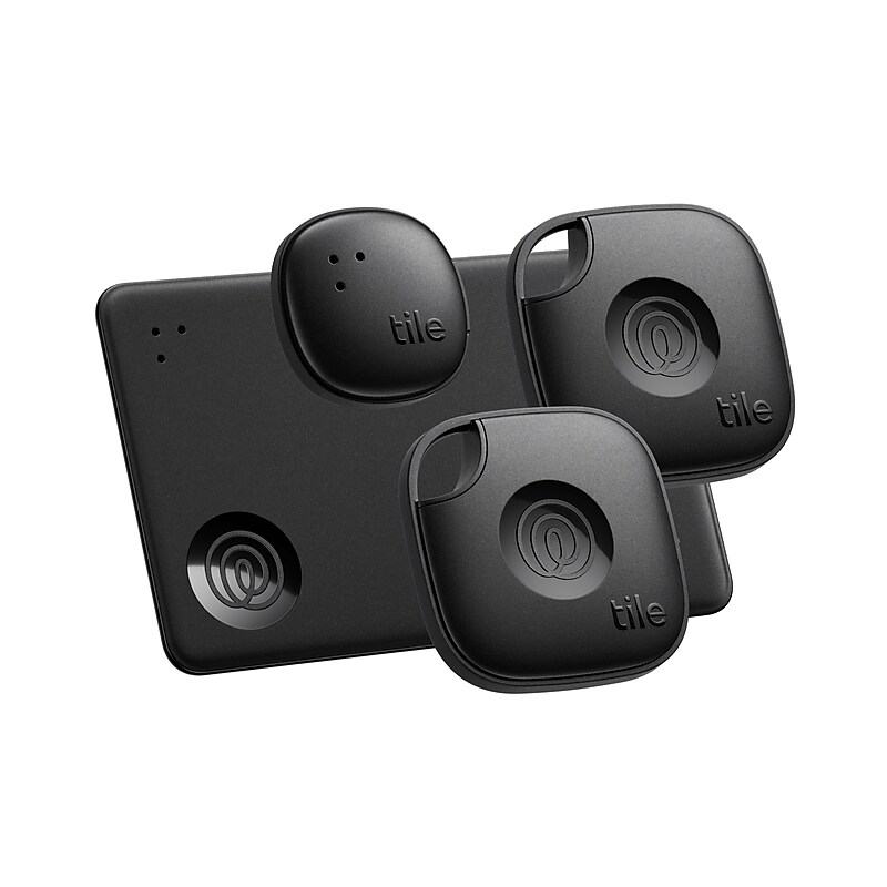 Life360 Tile Essentials Pack Bluetooth Tracker, Black, 4/Pack (RE-64014) image 1