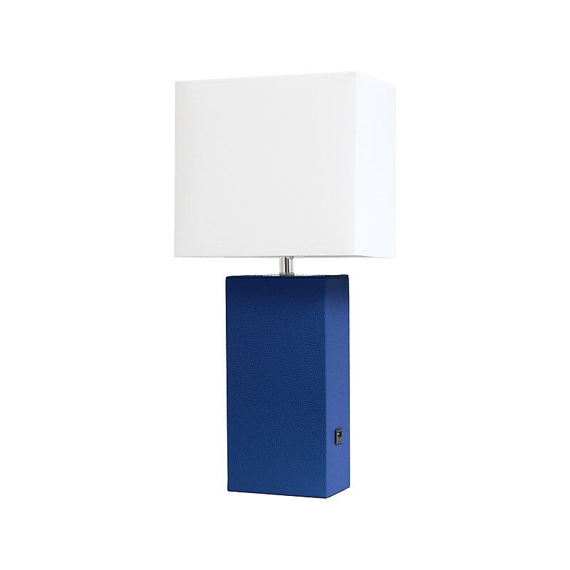 Lalia Home Lexington Table Lamp, Blue Faux Leather (LHT-3012-BL) image 1