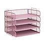 Staples Metal Mesh Side Loading Stackable Letter Tray, Letter Size, Dusty Pink, 4/Pack (ST63842)~#|#~EF88A6BE-69A9-4EDC-A84C41ECB190D181_sc7