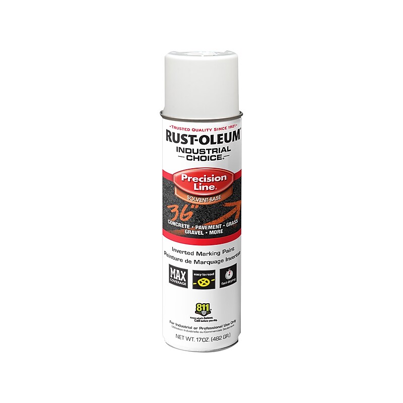 Rust-Oleum Solvent-Based Industrial Choice Precision Line Inverted Marking Paint, White, 17 Oz., 12/Pack (203030V) image 1