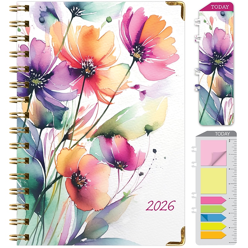 2026 Global Printed Products 5.5" x 8" Weekly & Monthly Planner, Paperboard Cover, Rainbow Floral (FSHN-CY26-58-53) image 1