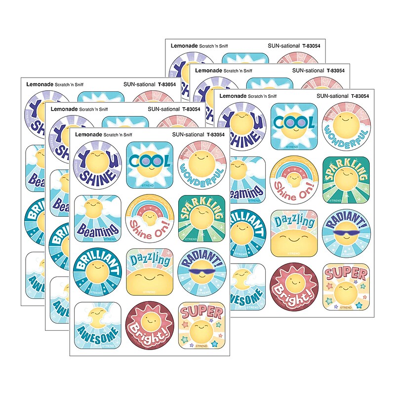 Trend Enterprises SUN-sational Lemonade Scent Scratch 'n Sniff Stinky Stickers, Multicolored, 48/Pack, 6/Packs/Bundle image 1