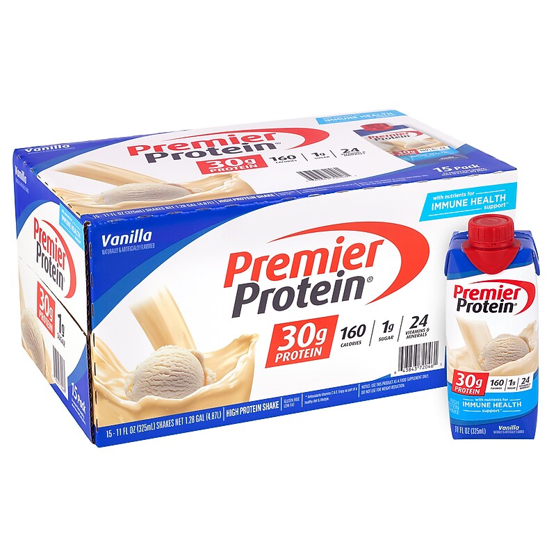 Premier Protein Vanilla Protein Shake, 11 oz., 15/Pack (220-02614) image 1