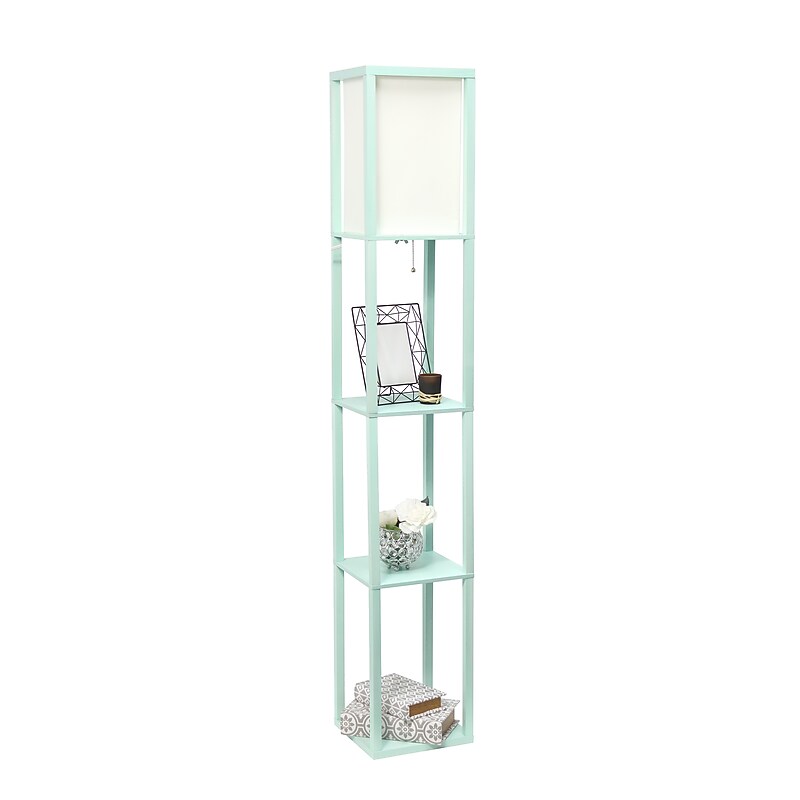 Simple Designs Etagere Organizer 62.5" Floor Lamp with Rectangular Shade, Aqua (LF1014-AQU-CCLB) image 1