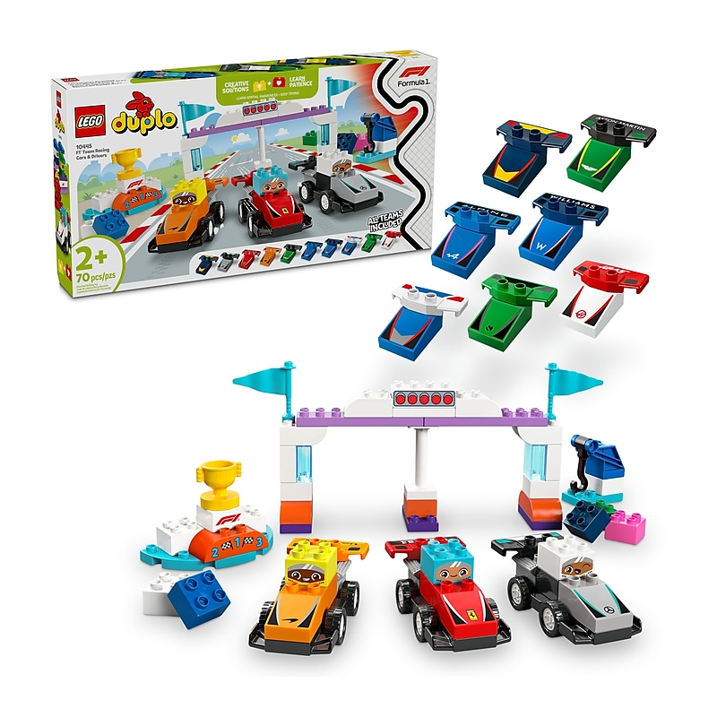LEGO DUPLO Town F1 Team Race Cars & Drivers, 70 Pieces (10445) image 1